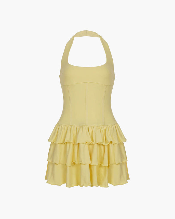 Vestido Annie de corte em A, com decote quadrado e saia rodada