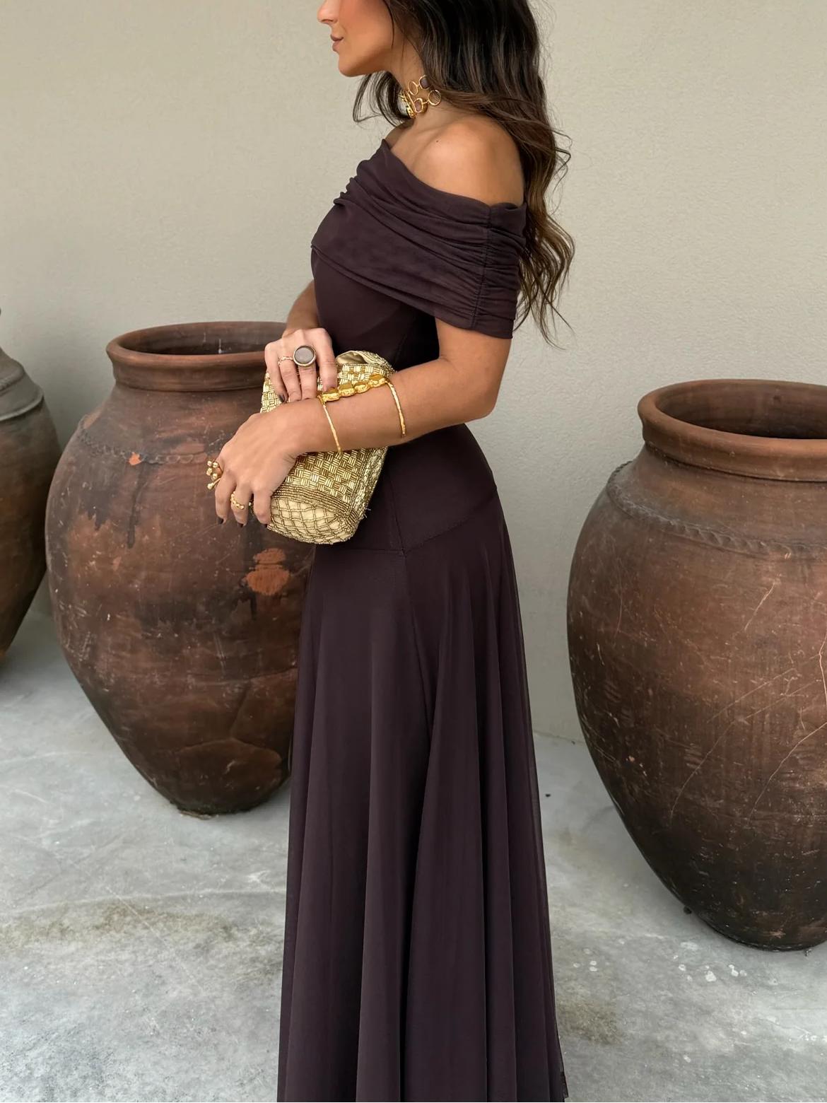Vestido comprido drapeado Anya