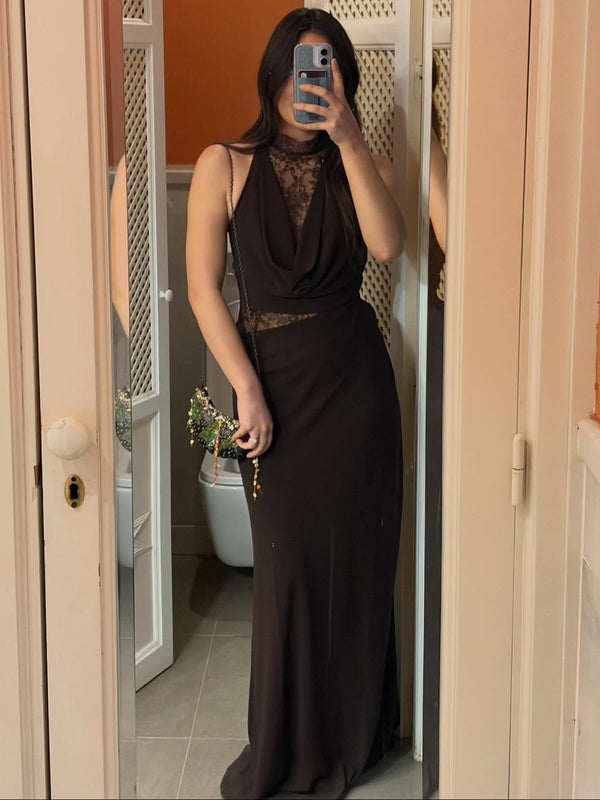 Beatrice Halter Lace Patchwork Maxi Dress