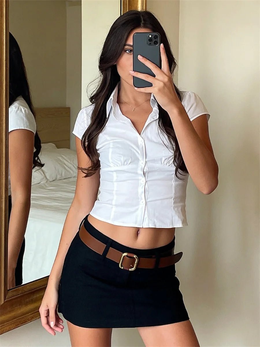 Blusa curta de botões Ariana