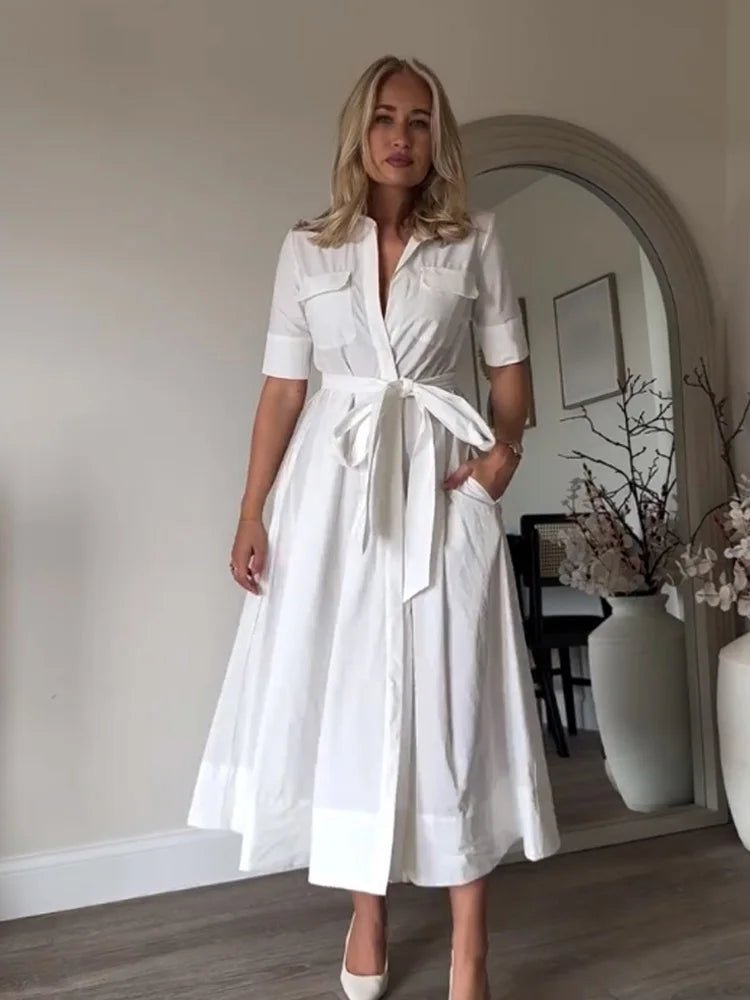 Vestido midi tipo camisa Ariane com cinto