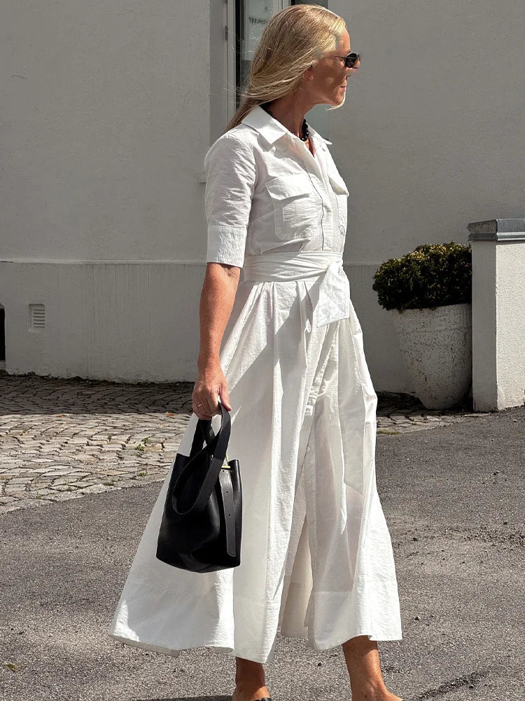 Vestido midi tipo camisa Ariane com cinto
