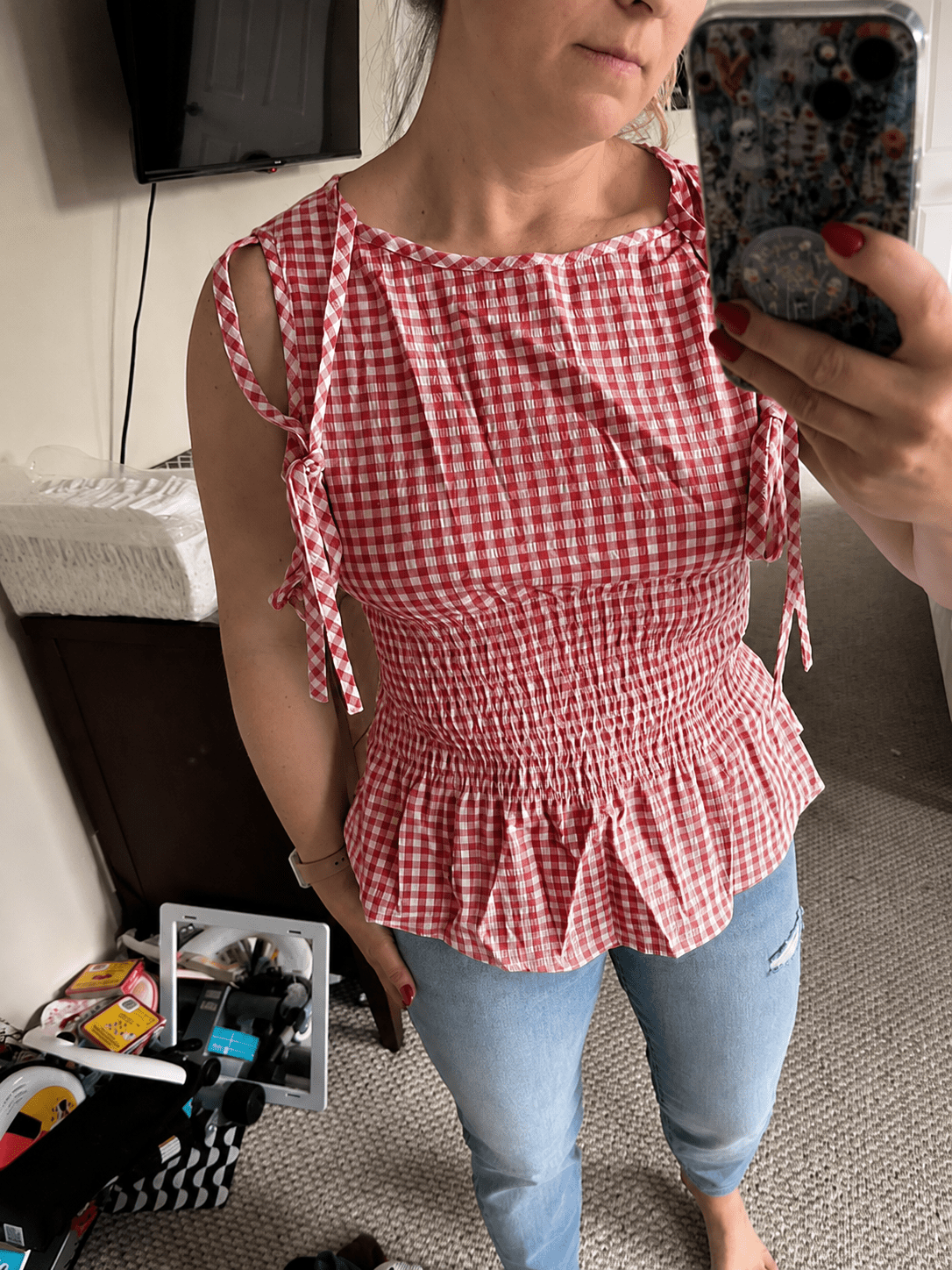 Blusa Audrey vintage em padrão vichy