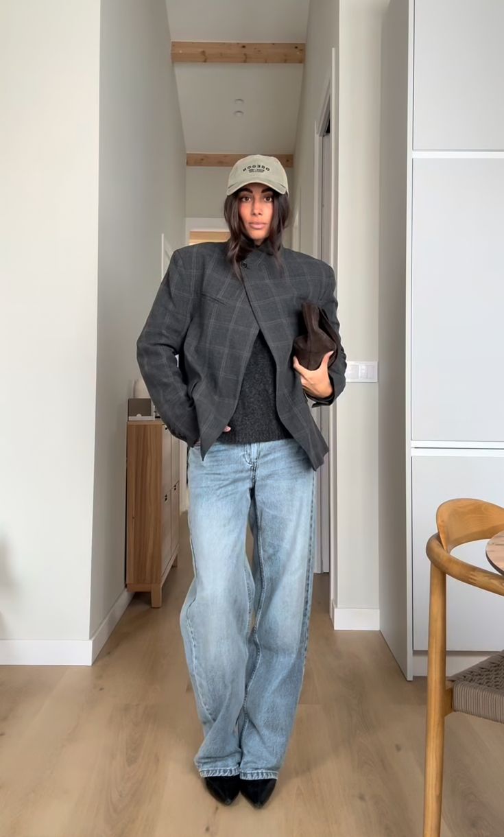 Blazer axadrezado com gola subida Aurelia