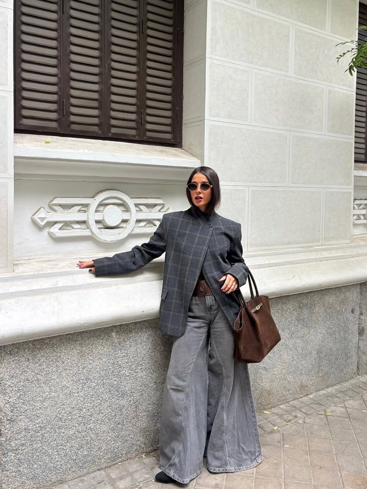 Blazer axadrezado com gola subida Aurelia