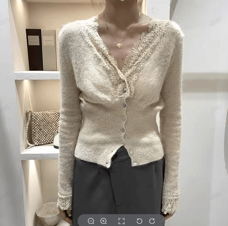 Cardigã de malha com renda Aurelie