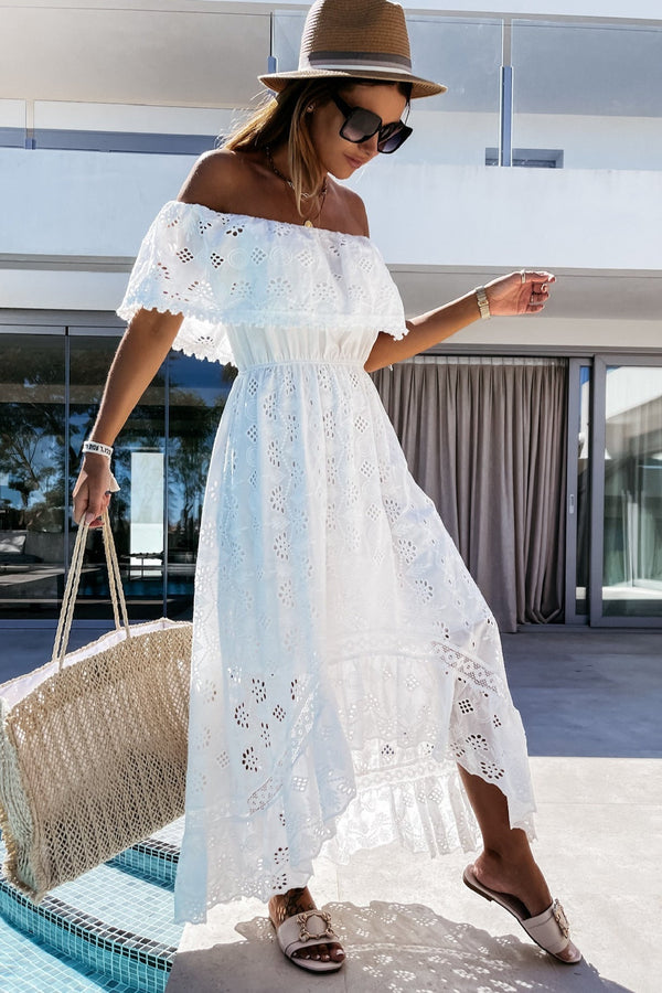 Vestido comprido Aurore boho, de ombros descobertos