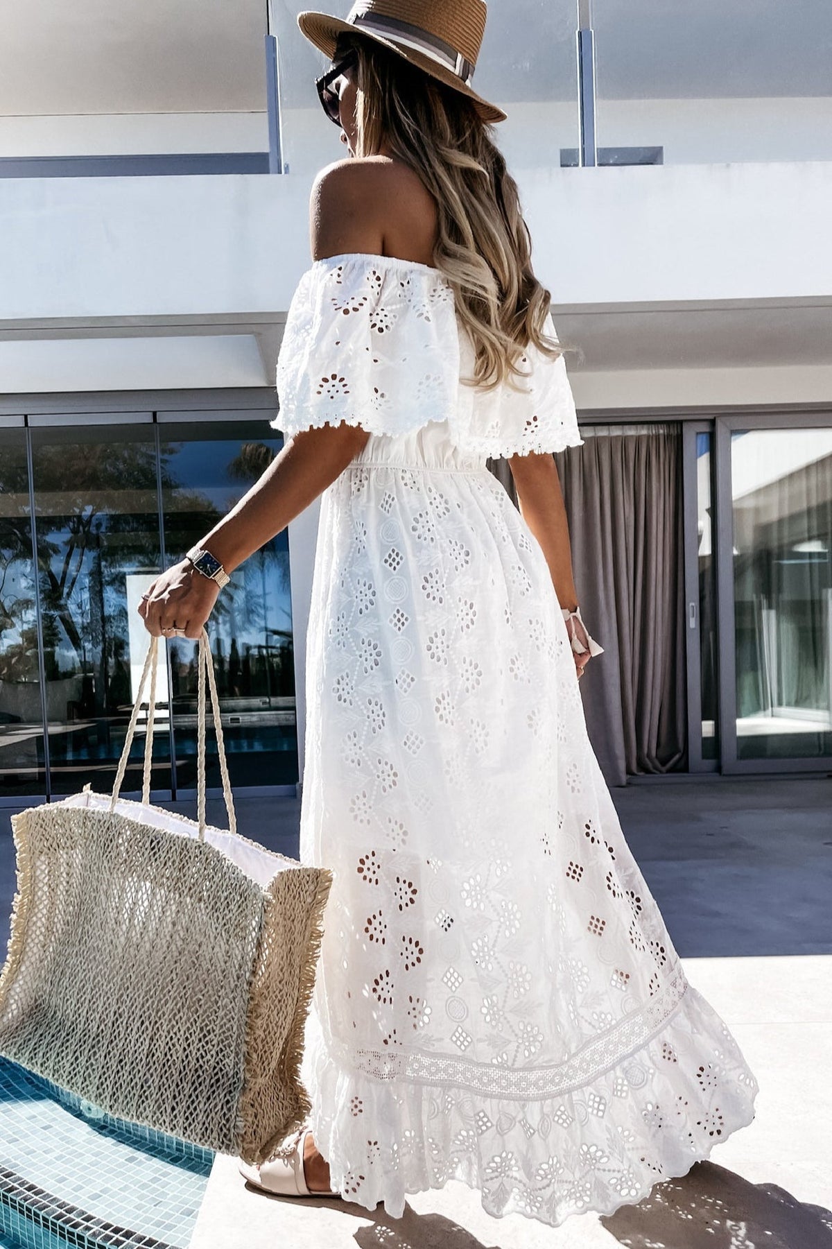 Vestido comprido Aurore boho, de ombros descobertos