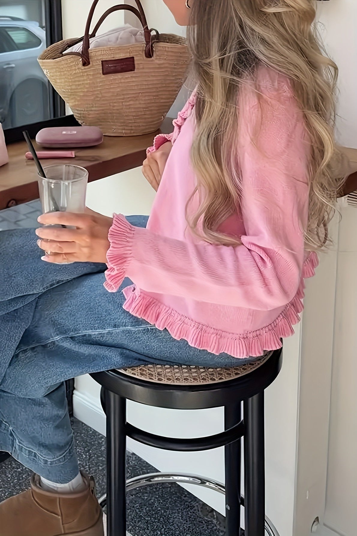 Casaco de malha com folhos Ayla