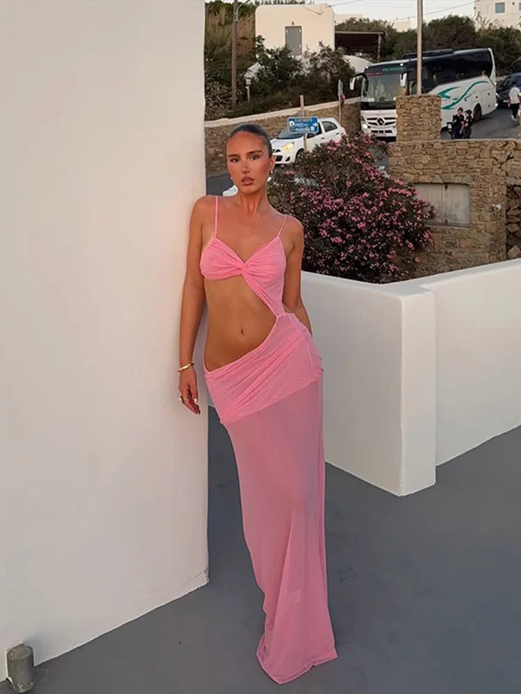 Vestido comprido Beatrice com torção e recortes