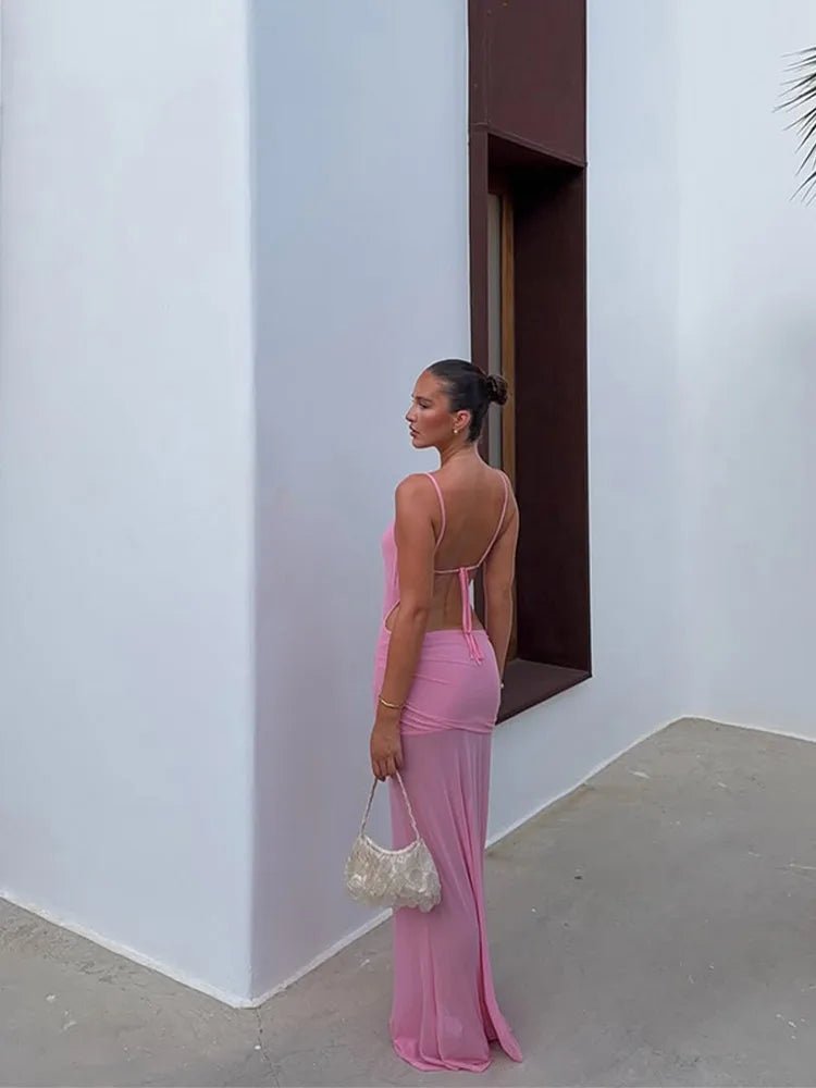 Vestido comprido Beatrice com torção e recortes