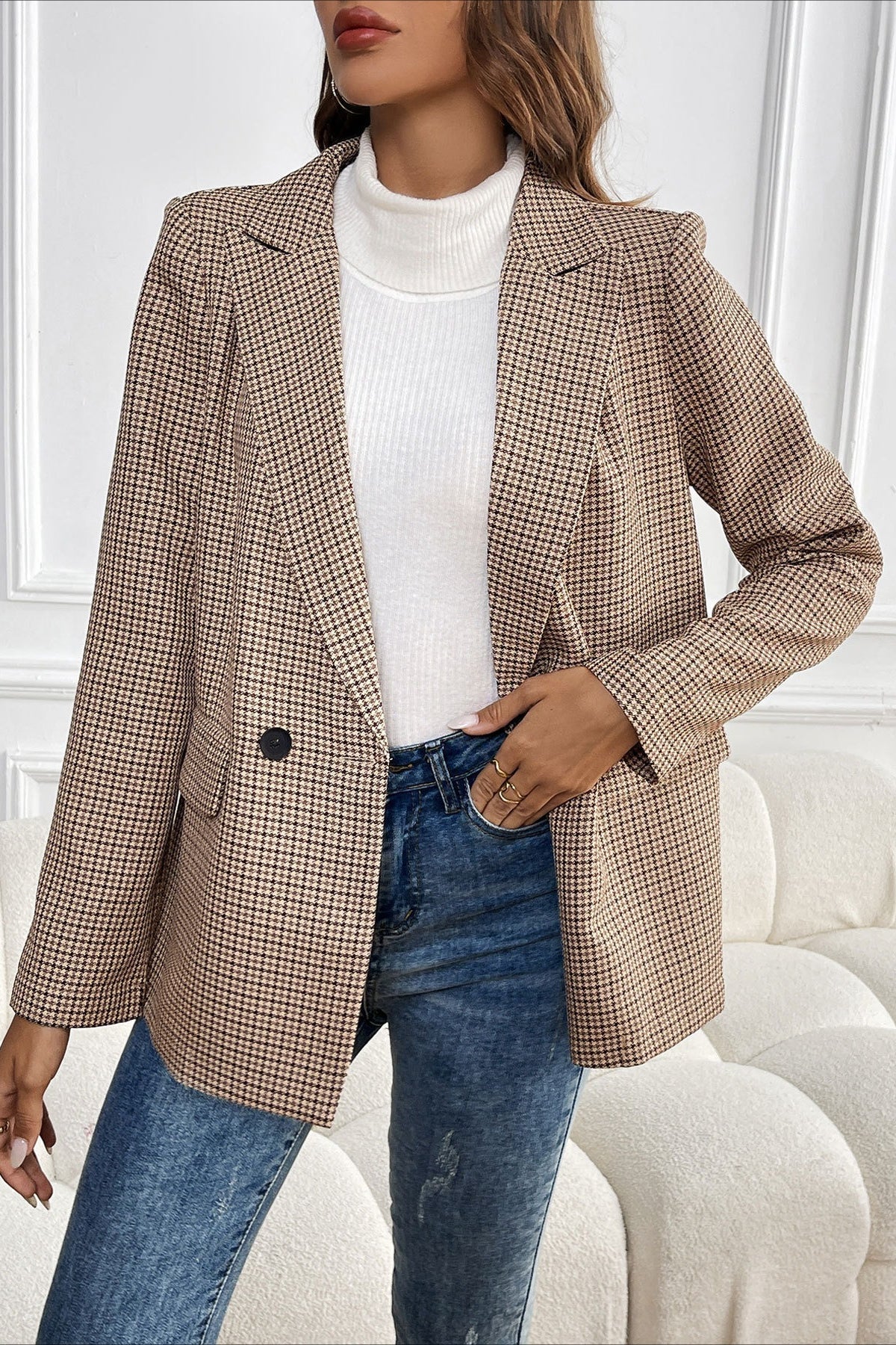 Blazer vintage pied-de-poule Beatrice