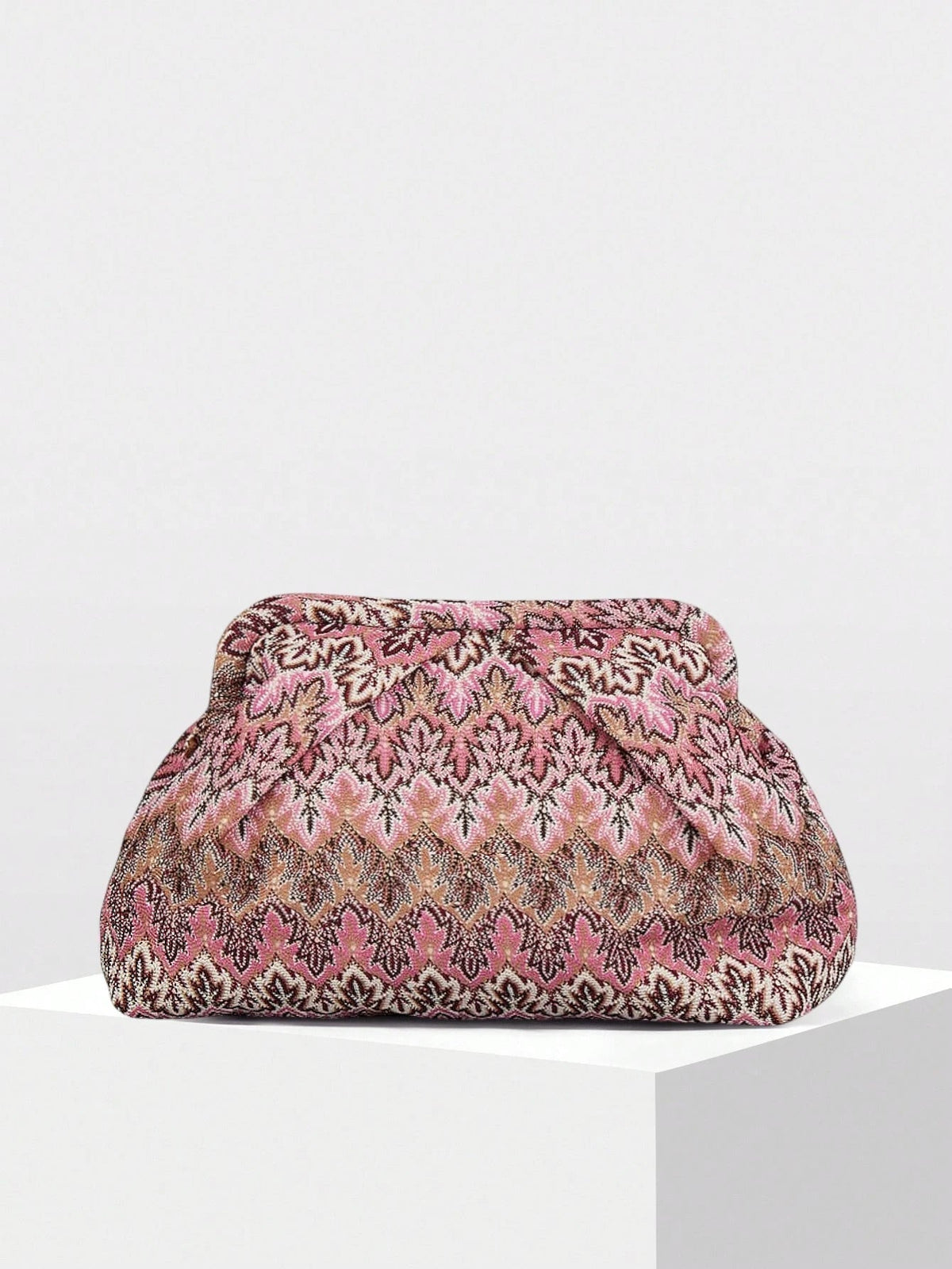 Clutch plissada em jacquard Beatriz