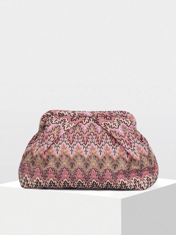 Bianca Jacquard Pleated Clutch