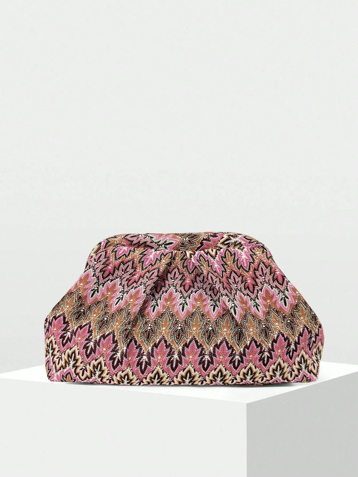 Clutch plissada em jacquard Beatriz