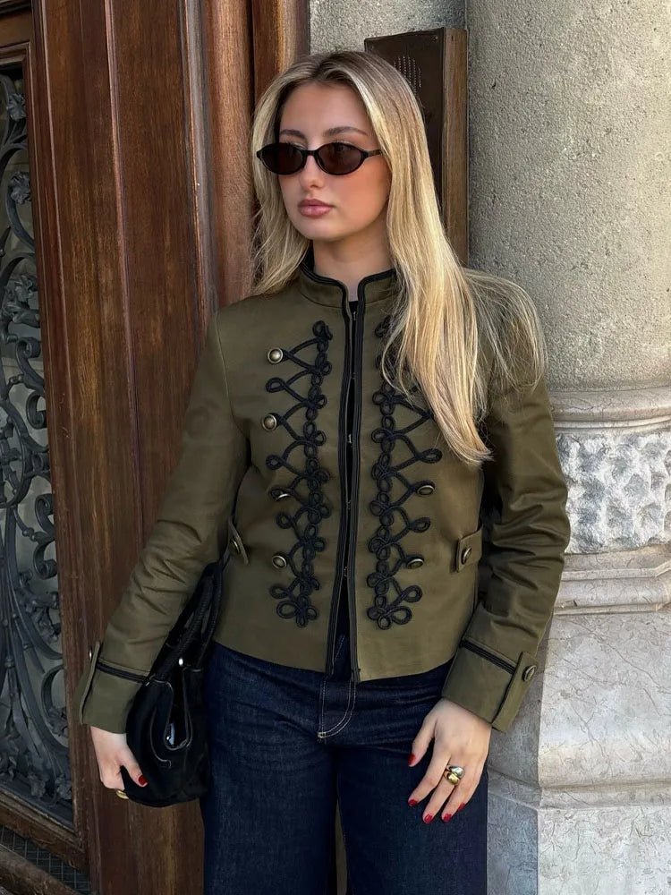 Casaco Napoleão Becky com fivela de nó de corda