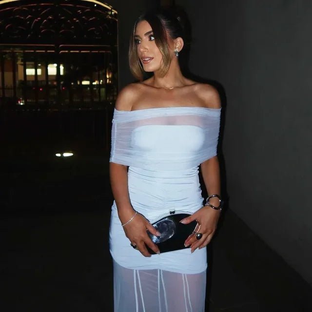 Vestido maxi franzido de duas camadas Bella