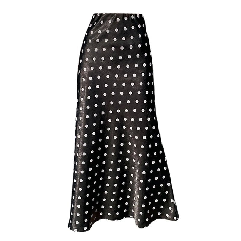 Saia midi sereia com bolinhas Bianca