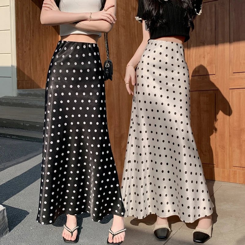 Saia midi sereia com bolinhas Bianca