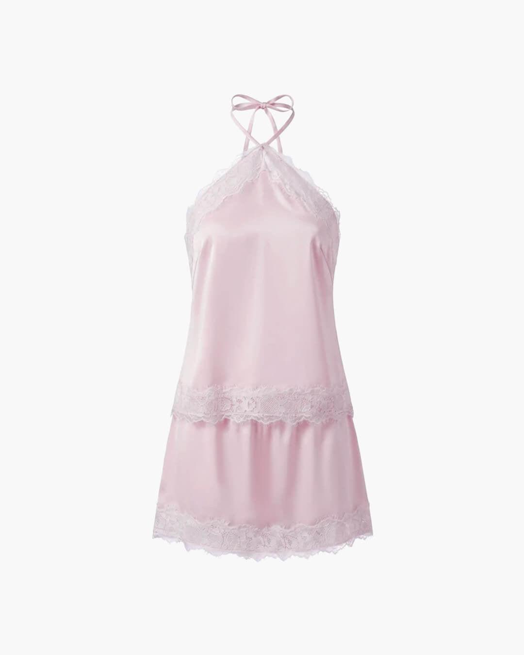 Conjunto de duas peças em cetim com decote halter Bianca