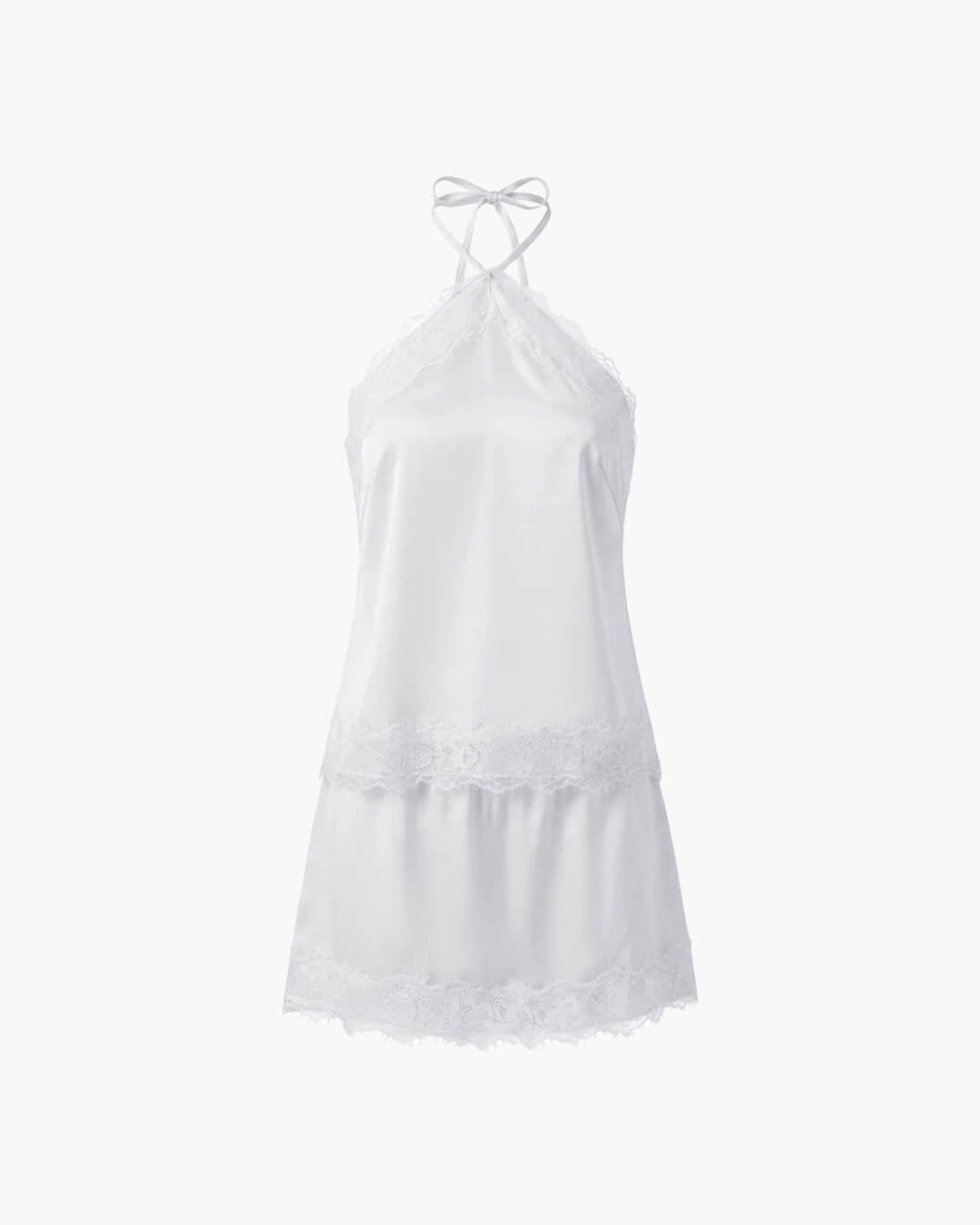 Conjunto de duas peças em cetim com decote halter Bianca