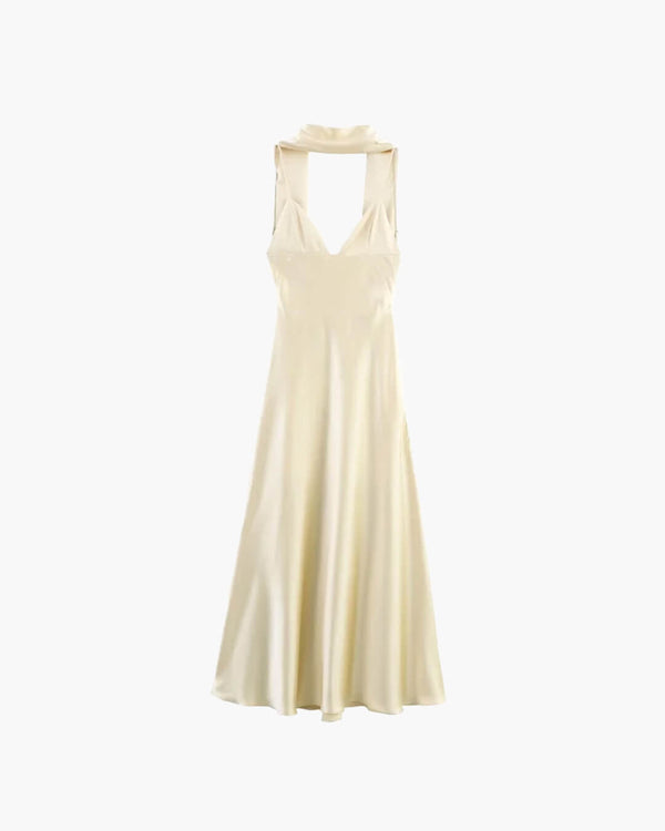 Vestido maxi de cetim Bianca com lenço