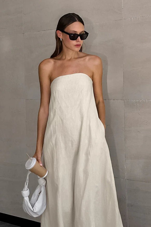 Vestido maxi Bianca cai-cai com costas descobertas