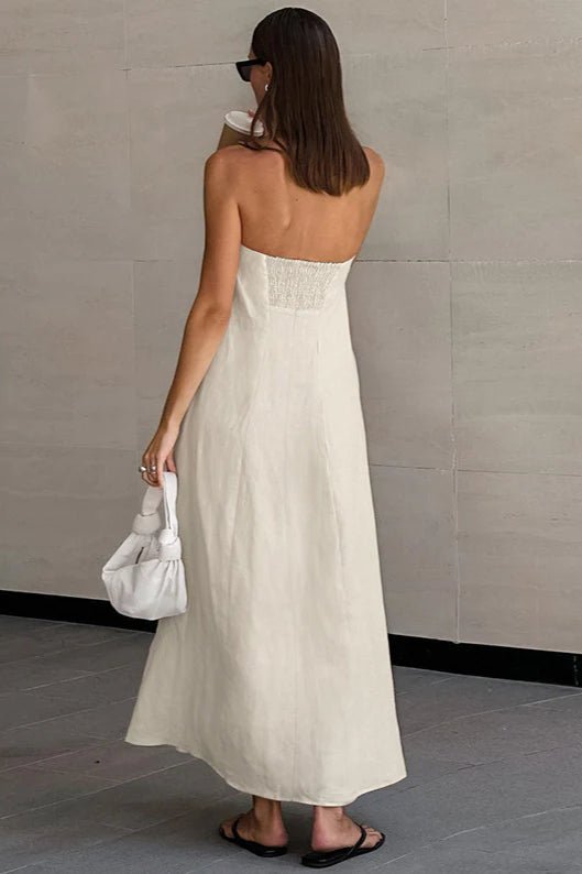 Vestido maxi Bianca cai-cai com costas descobertas