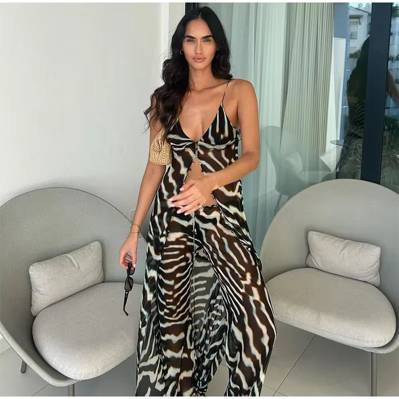 Conjunto de túnica e calças com padrão de zebra Bianca