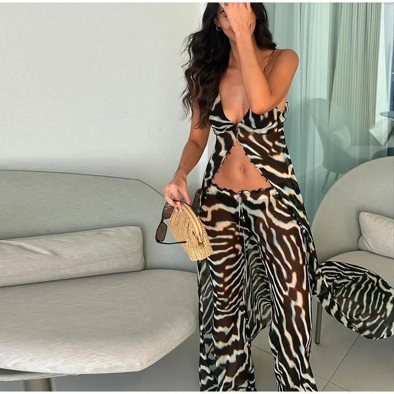 Conjunto de túnica e calças com padrão de zebra Bianca