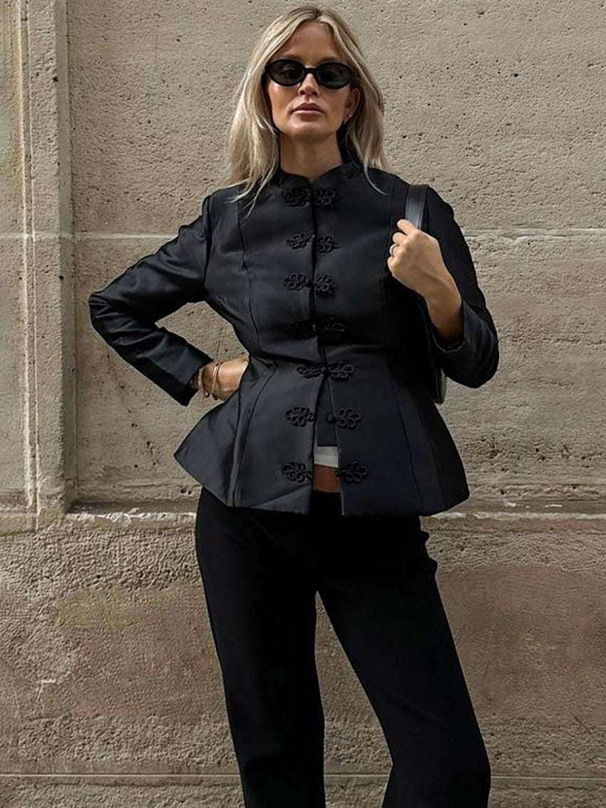Casaco peplum com gola mao Ida