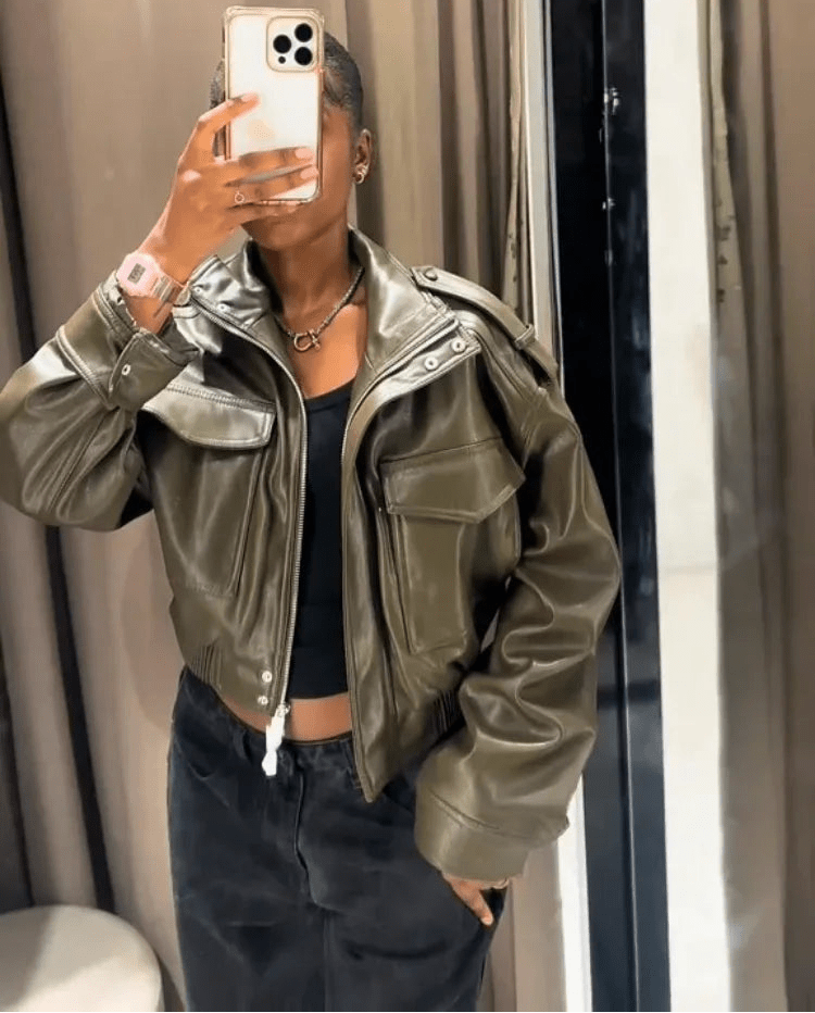 Blusão bomber de imitação de pele Brianna