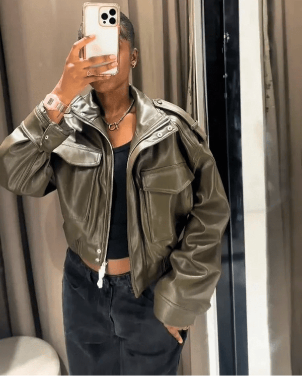 Blusão bomber de imitação de pele Brianna