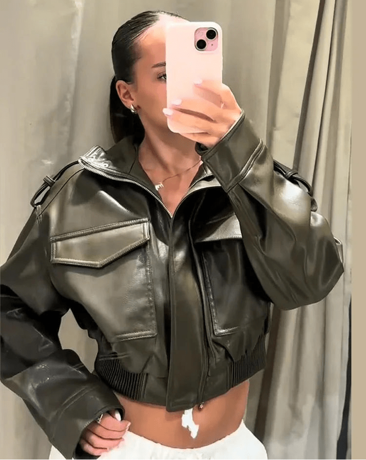 Blusão bomber de imitação de pele Brianna