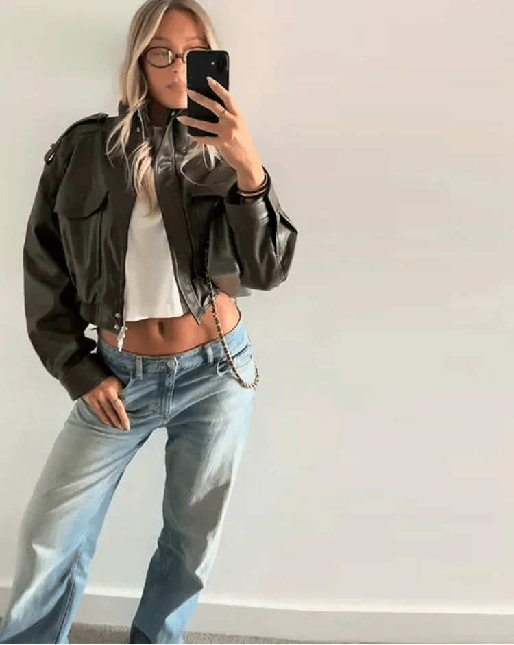Blusão bomber de imitação de pele Brianna