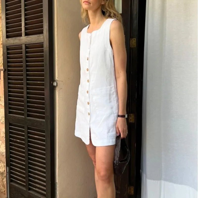 Vestido de verão Briar em linho, com decote quadrado
