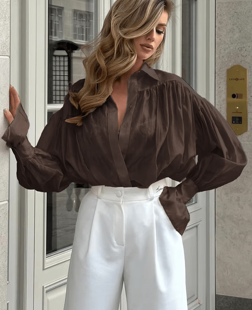 Blusa transparente com botões Brielle