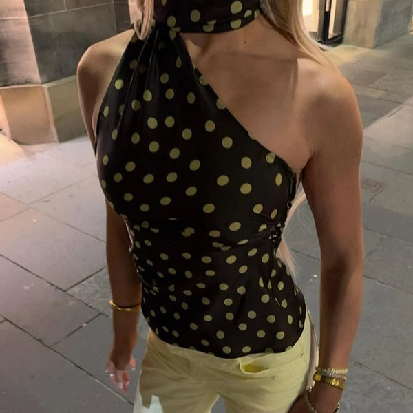 Brielle Polka Dot Halter Neck Blouse