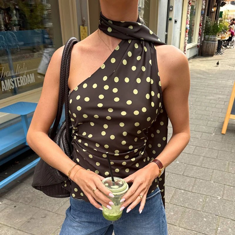 Blusa de gola halter com bolinhas Brielle