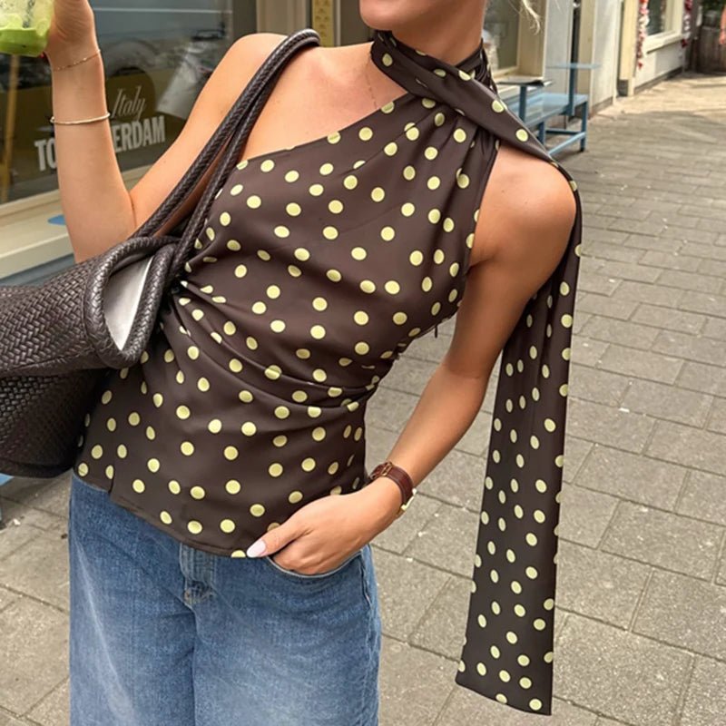 Blusa de gola halter com bolinhas Brielle