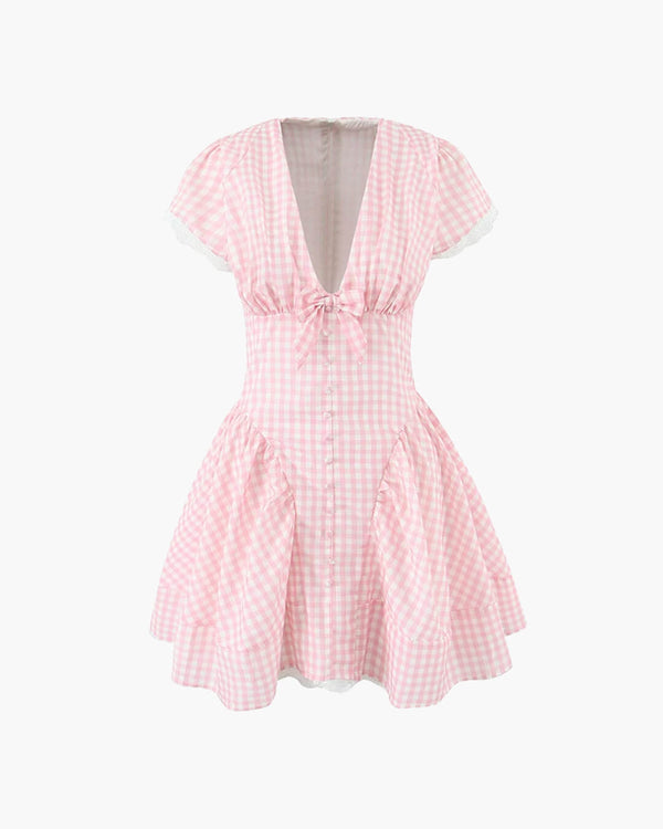 Brittany Plaid Ruffle Mini Dress
