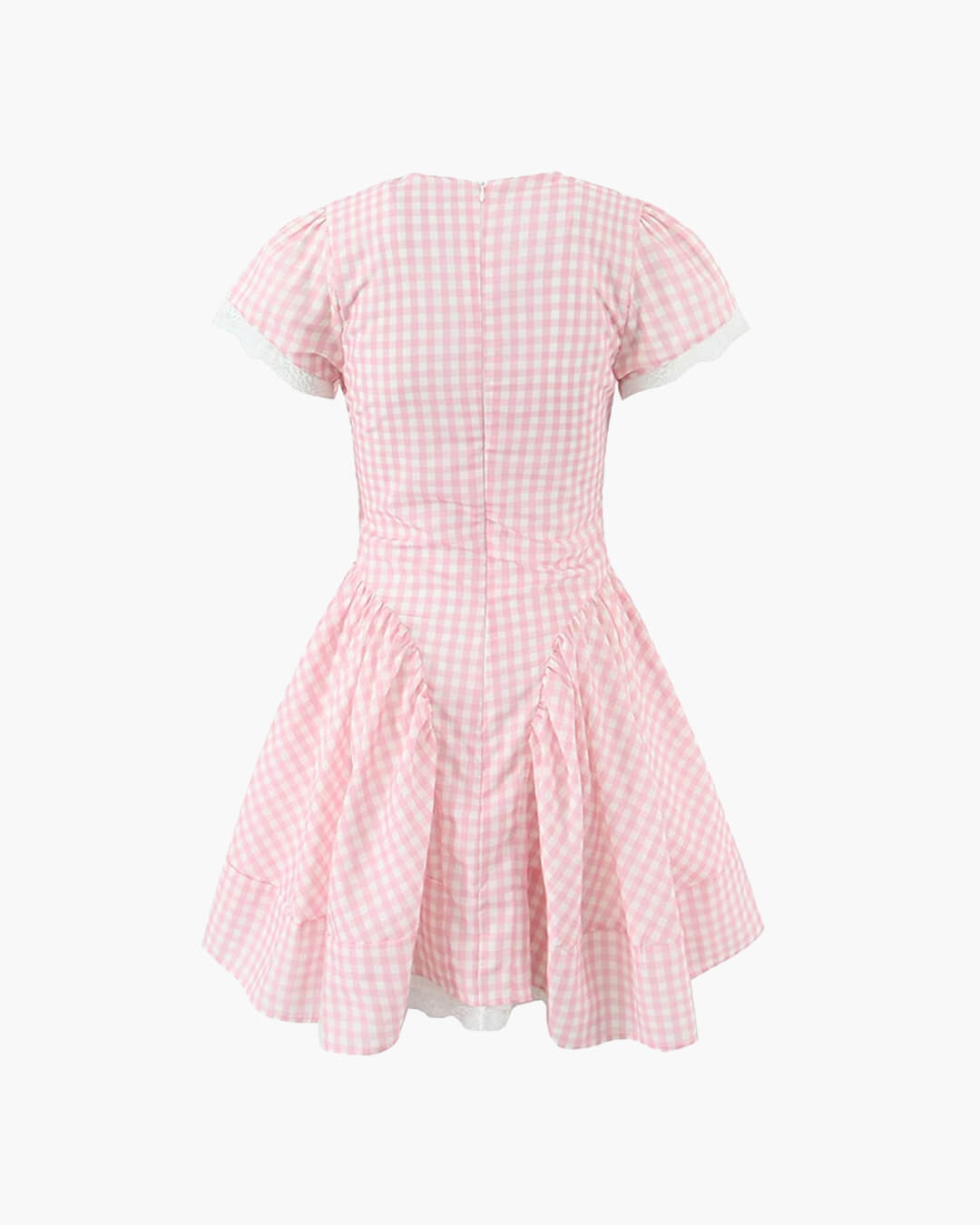 Vestido curto aos quadrados com folhos Brittany