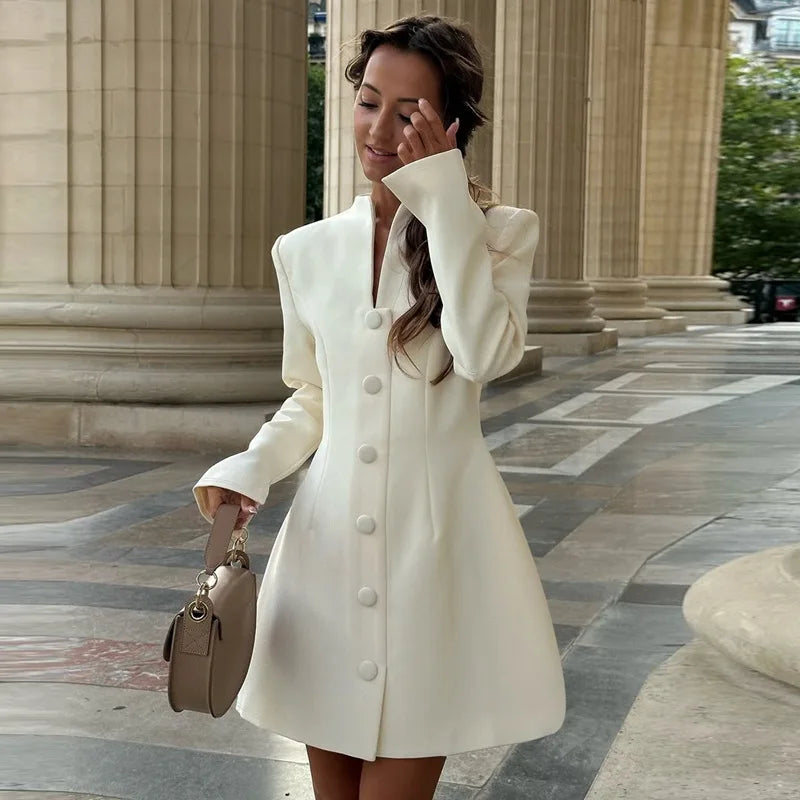 Vestido mini justo com botões