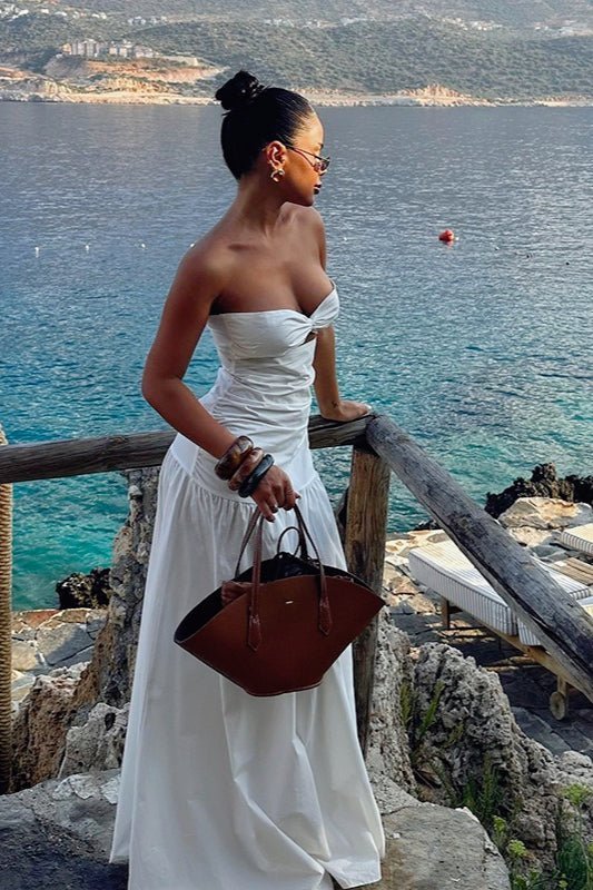 Vestido comprido sem alças com recortes Camia