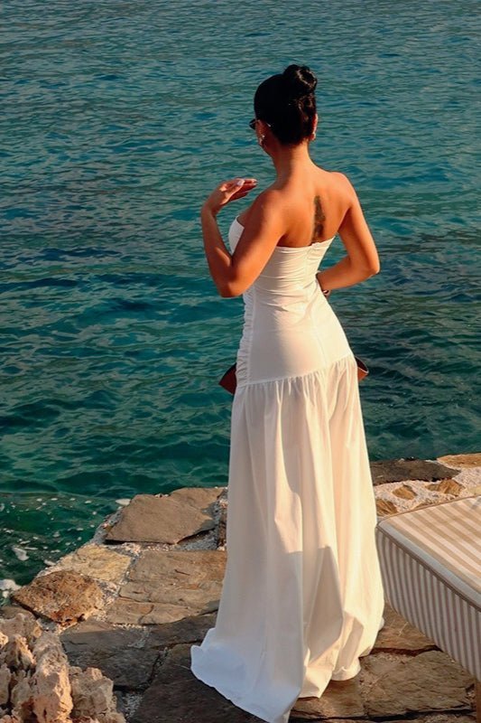 Vestido comprido sem alças com recortes Camia