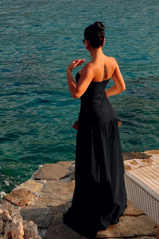 Vestido comprido sem alças com recortes Camia