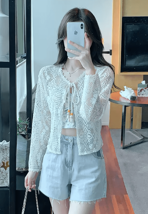 Camila Crochet Drawstring Beach Cover-Up