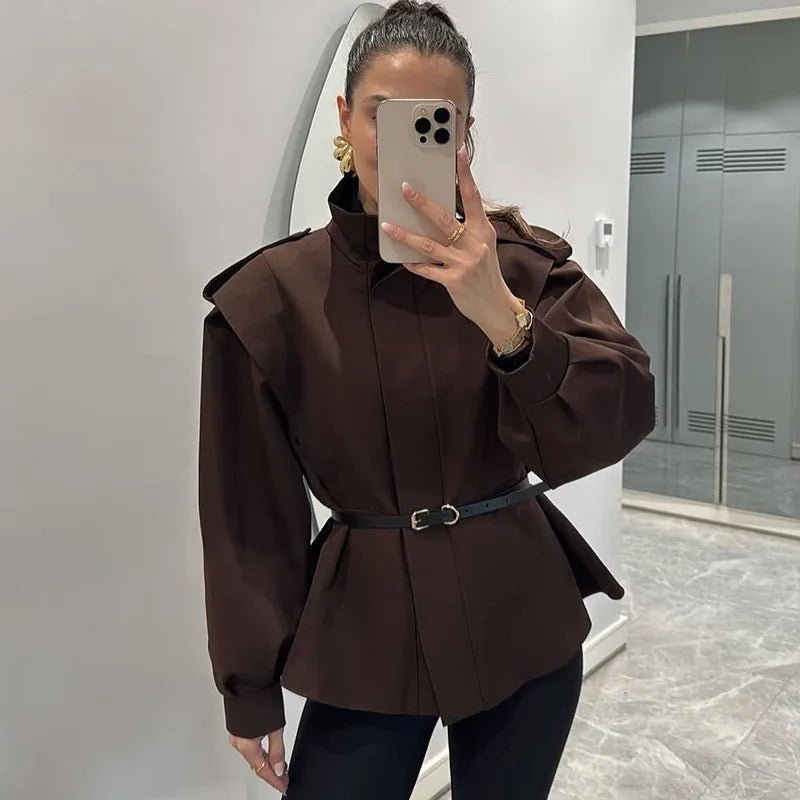 Casaco trench curto com cinto Camille