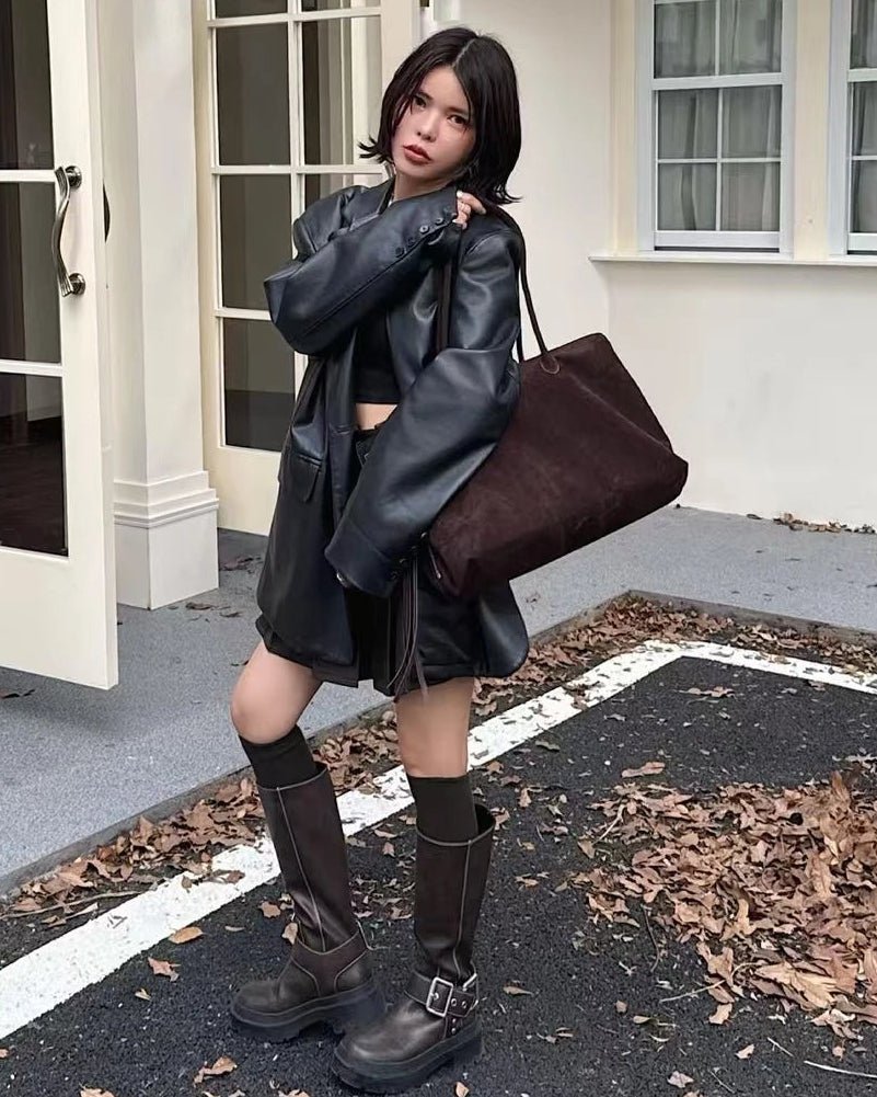 Saco de ombro em camurça mate Carly