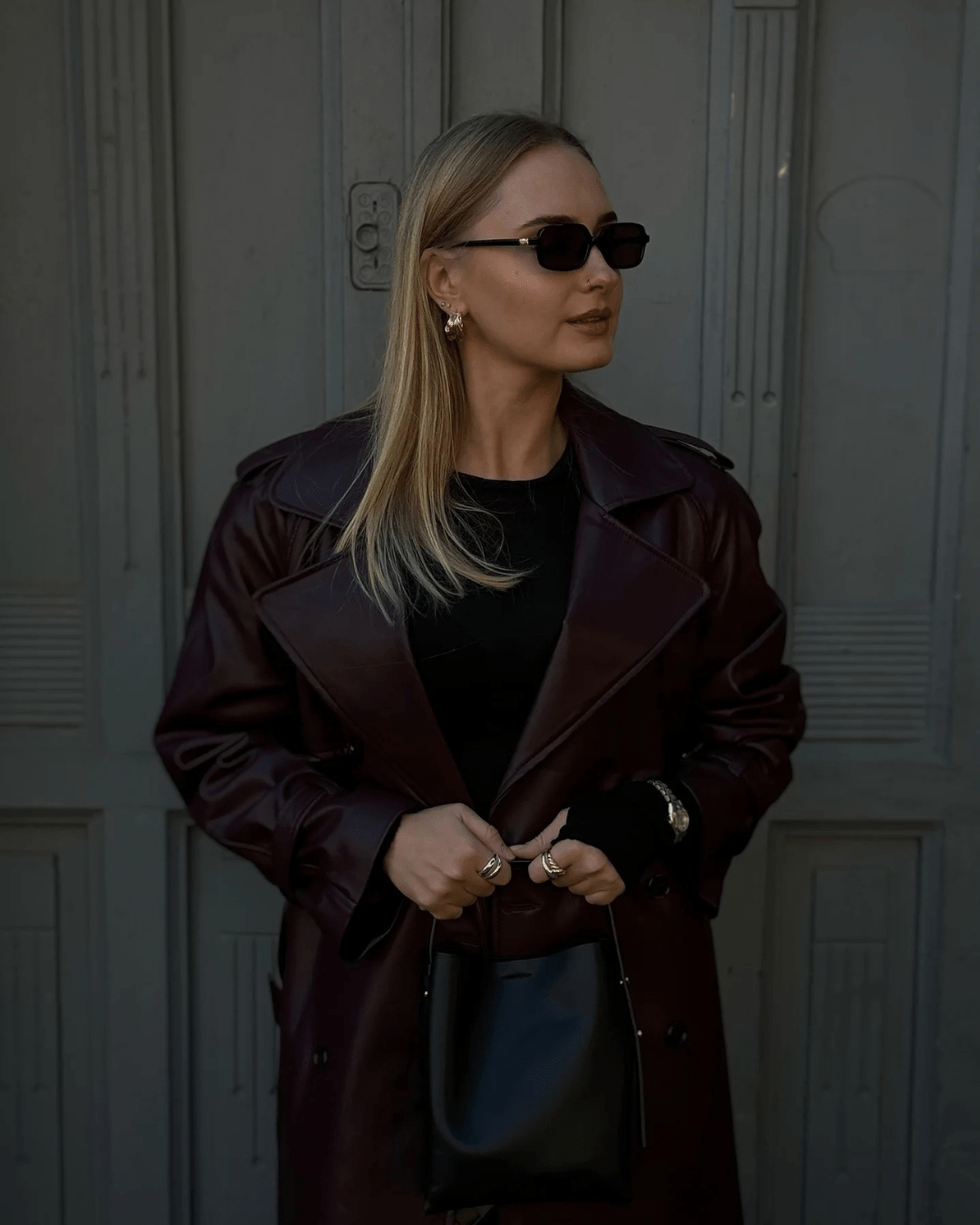 Gabardina comprida em pele sintética Cassy